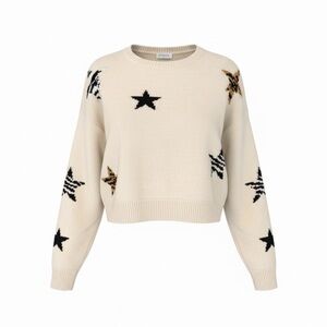 Cream Sweater with Star Patterns